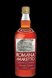 Romana Amaretto bottle from Sip N Burn Liquors, rich almond flavor liqueur perfect for cocktails and desserts.