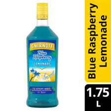 Smirnoff Blue Raspberry Lemonade Flavored Vodka 1.75L available at Sip N Burn Liquors, vibrant blue color, refreshing fruity flavor, perfect for cocktails and summer parties.