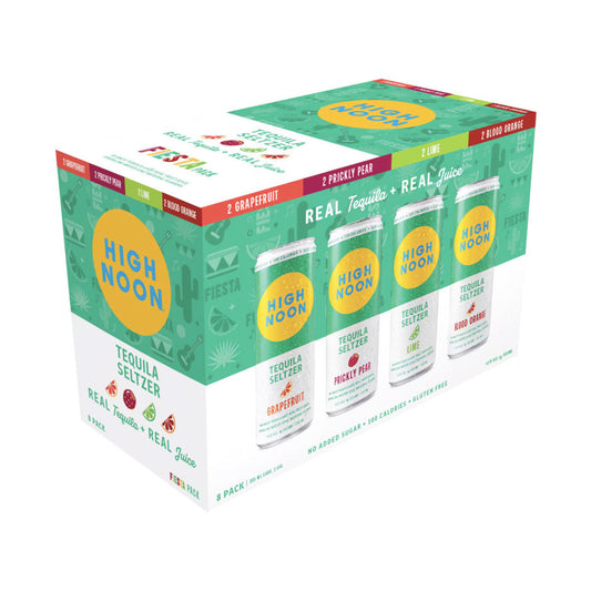 High Noon Sun Sips Fiesta Tequila Seltzer Variety Pack of 355ml from Sip N Burn Liquors, refreshing and flavorful sparkling beverages perfect for any occasion.