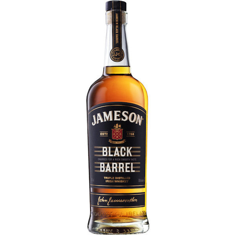 Jameson Black Barrel Irish Whiskey bottle on display at Sip N Burn Liquors, featuring rich aromas and smooth flavors, perfect for sipping or mixing in cocktails.