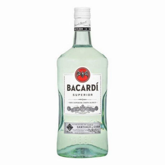 Bacardi Silver Superior Light Rum 1.75L bottle available at Sip N Burn Liquors, perfect for cocktails and mixed drinks.