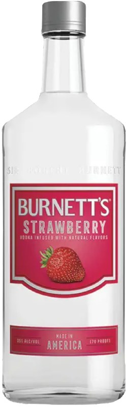 Burnett's Vodka Strawberry 750ml bottle from Sip N Burn Liquors, perfect for cocktails and refreshing summer drinks.