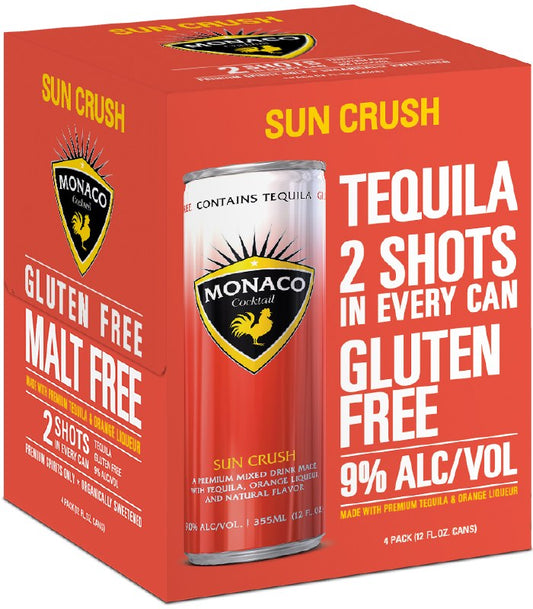 Monaco Sun Crush 4pk from Sip N Burn Liquors - refreshing canned cocktails with vibrant flavors perfect for any occasion.