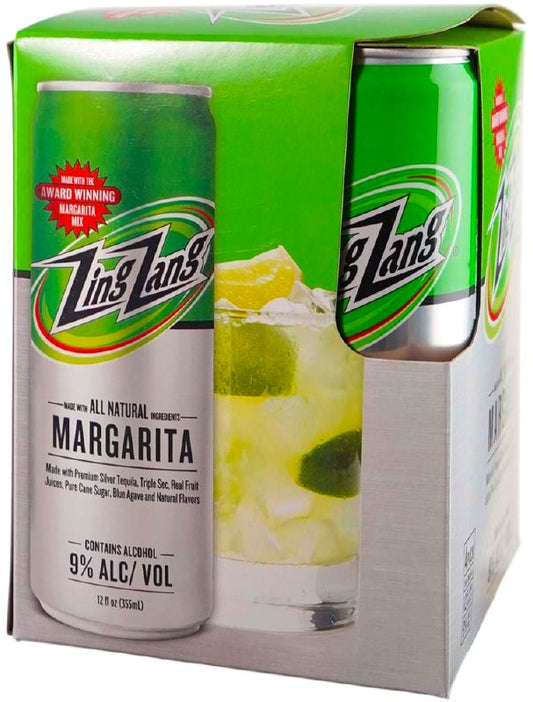 Zing Zang margaritas 4pk available at Sip N Burn Liquors, refreshing ready-to-drink cocktails for your gatherings.