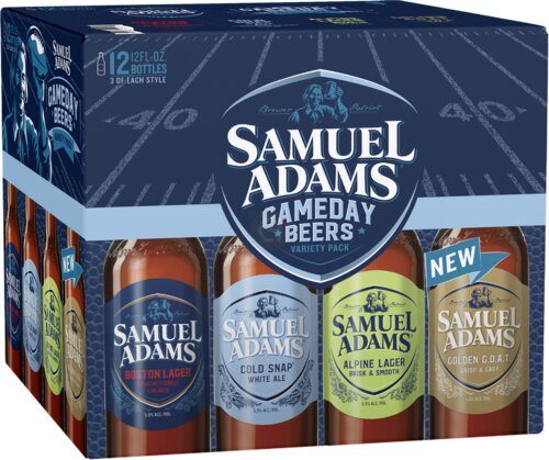 Samuel Adams GameDay Beers Seasonal Variety Pack 12oz available at Sip N Burn Liquors, perfect for enjoying during sports events and gatherings.