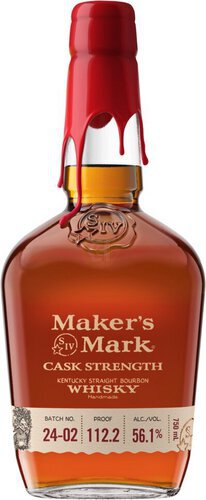 Maker's Mark Cask Strength Bourbon Batch No.21-08 112.5 proof 750ml available at Sip N Burn Liquors, rich and full-bodied flavor with notes of caramel and spice.