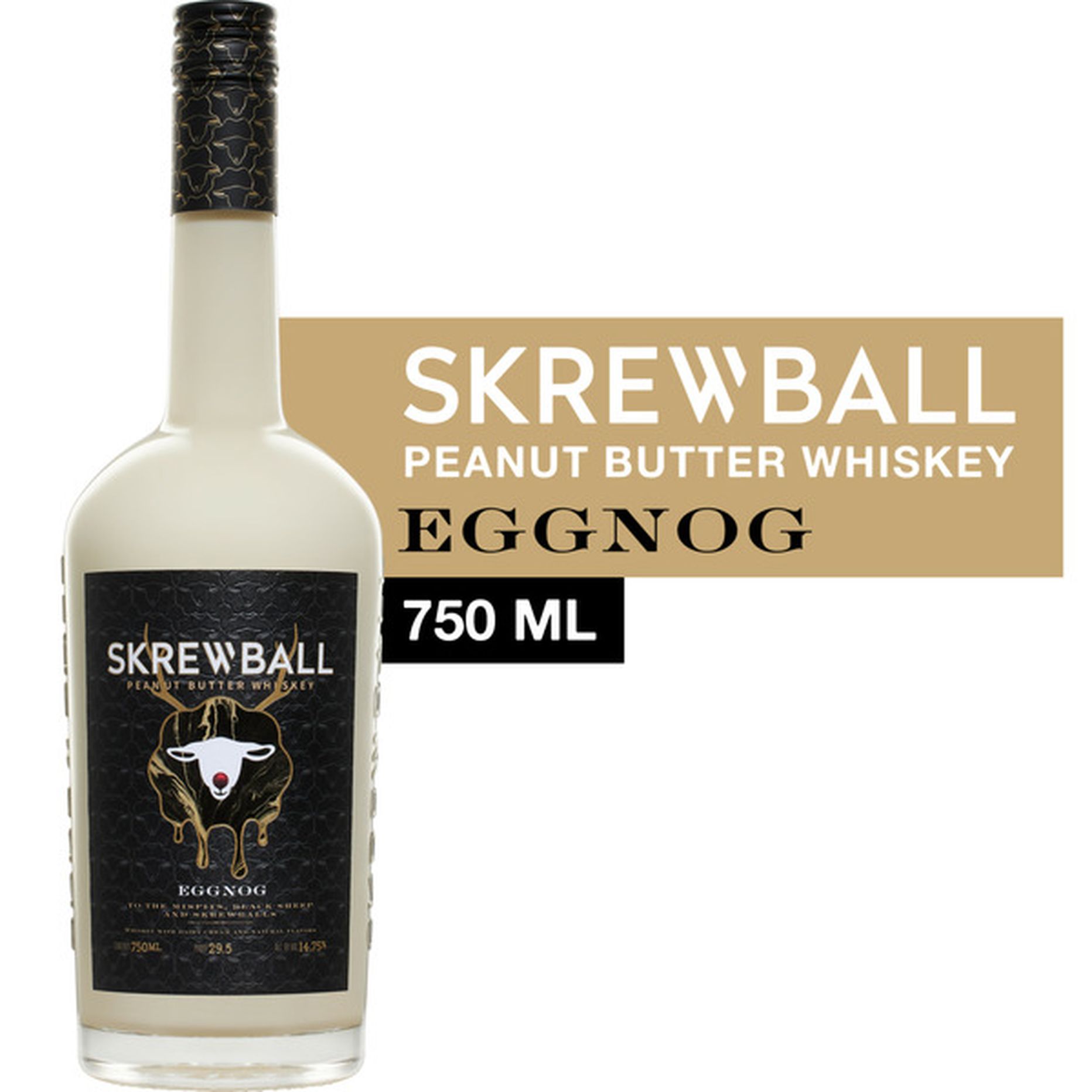 Skrewball Eggnog Whiskey Flavored - 750ml Bottle for Sip N Burn Liquors, featuring a festive design perfect for holiday celebrations and gatherings.