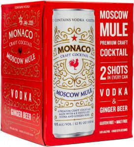 Monaco Moscow Mule 4pk Cans available at Sip N Burn Liquors for a refreshing cocktail experience.