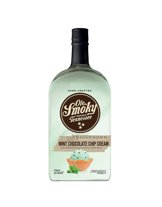 Ole Smoky Mint Chocolate Chip Cream 50ml from Sip N Burn Liquors, a deliciously flavored whiskey cream liqueur perfect for cocktails and desserts.