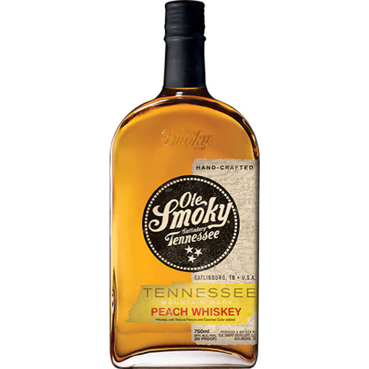 Ole Smoky Tennessee Peach Whiskey 750ml Bottle from Sip N Burn Liquors - Sweet peach flavor with a hint of smooth Tennessee whiskey, perfect for cocktails and sipping.