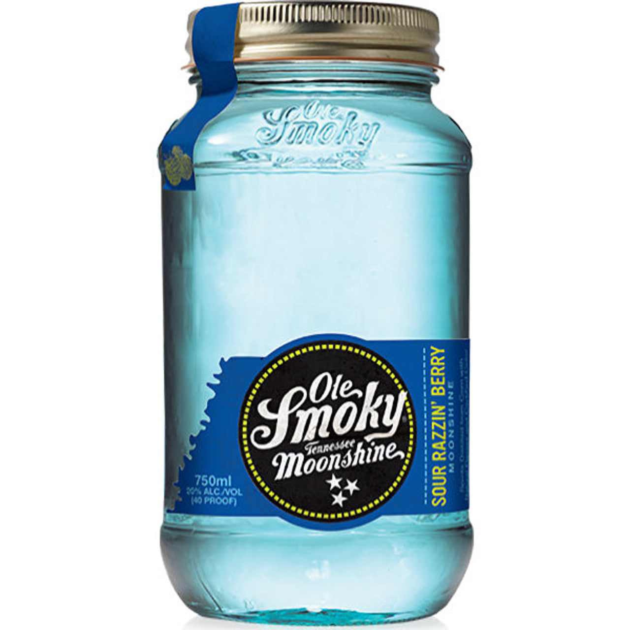 Ole Smoky Sour Razzin' Berry Moonshine White Whiskey 750ml Jar available at Sip N Burn Liquors, featuring a vibrant berry flavor and unique moonshine experience.