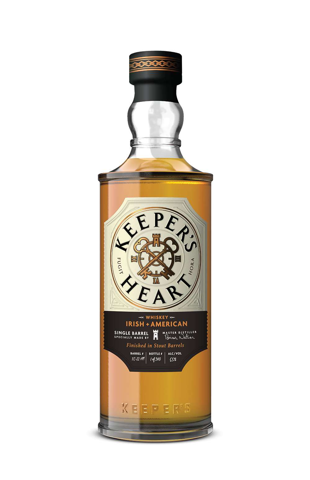 BP Keepers Heart Irish + American whiskey finished in a Stout barrel, available at Sip N Burn Liquors.