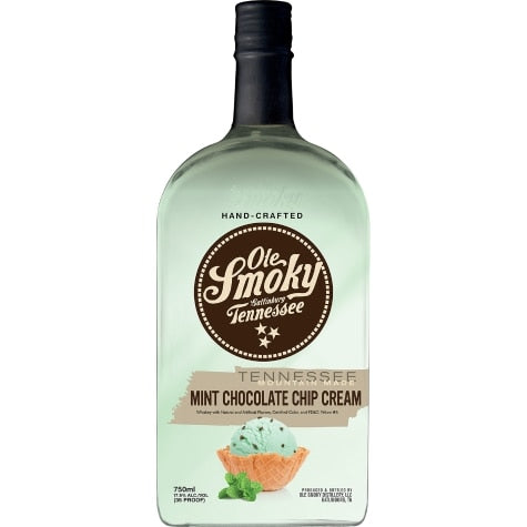 Ole Smoky Mint Chocolate Chip Cream Whiskey available at Sip N Burn Liquors, a creamy and indulgent liqueur with a delicious mint chocolate flavor perfect for sipping or mixing in cocktails.